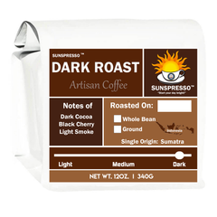 Coffee Bag. Featuring Dark Roast Coffee from Sumatra 12oz.